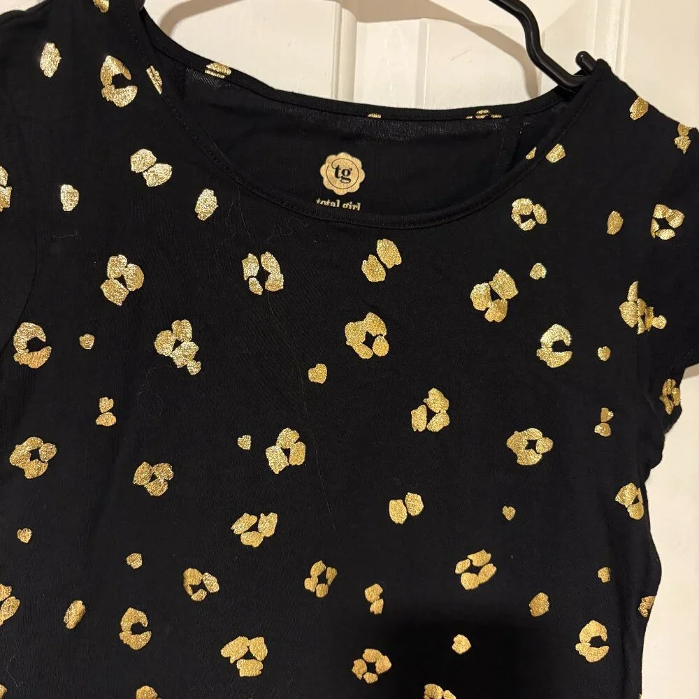 NWOT Total Girl black/gold short sleeve top sz 10/12
